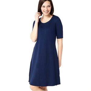 Isaac Mizrahi Live Essentials 100 Cotton Navy Blue Dress Medium